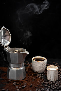 Mocha coffee with milk jug