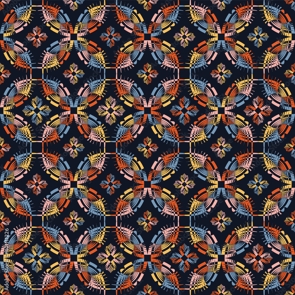 Poster seamless geometric pattern background folk art design. abstract vector image. pattern fabric or tile