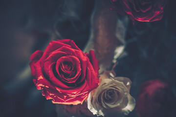 Beautiful Artificial Flowers Background, Vintage style;