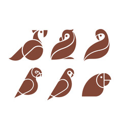 Parrot love bird logo set design