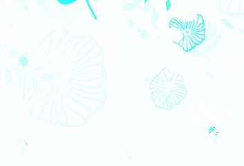 Light Green vector doodle background with leaves.