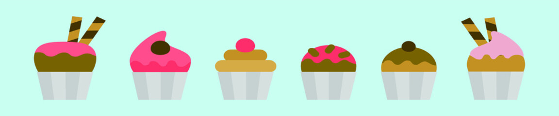 set of pastry cartoon icon design template with various models. vector illustration isolated on blue background