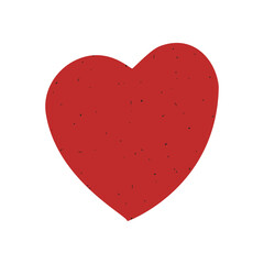 Red heart with original texture. For web design postcard, poster, banner, congratulations on Valentine's Day. Isolated element, romantic valentine card on white background. Flat style. Vector image

