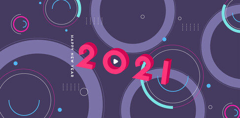 happy new year 2021, abstract background, motion graphic, eps 10