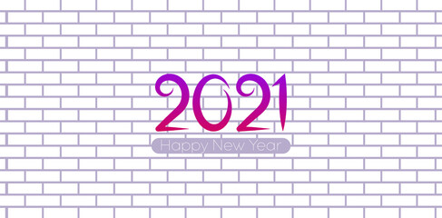 happy new year 2021, abstract background, white bricks, eps 10