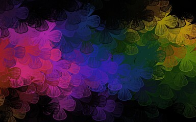 Dark Multicolor vector doodle pattern with trees, branches.