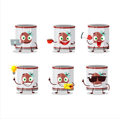 Can of onion cartoon character with various types of business emoticons