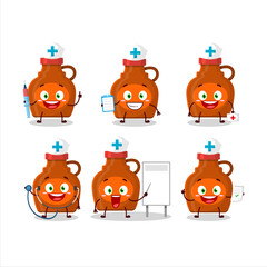 Doctor profession emoticon with maple syrup cartoon character