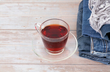 Winter black tea and clothes