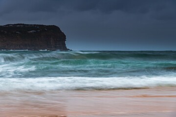 Wet weather sunrise seascape