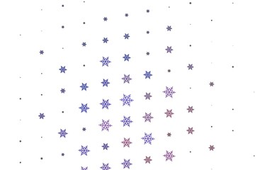 Light Pink, Blue vector pattern with christmas snowflakes, stars.