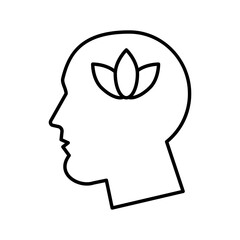 profile with lotus flower psychologist line style icon