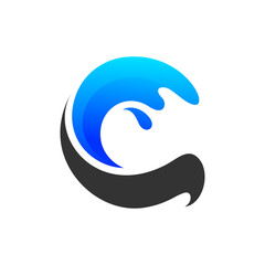 wave forming letter c logo