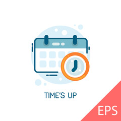 Time's Up. Vector modern flat line design illustration icons