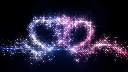 Sparkling Glitter Heart Particles background