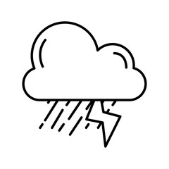 cloud with electric storm weather line style icon