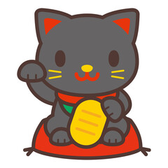 かわいい黒い招き猫 Beckoning cat-Japanese lucky cat