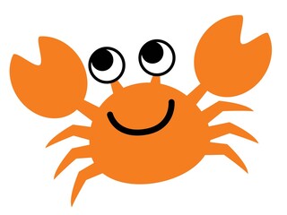 シンプルでかわいいオレンジ色のカニのイラスト