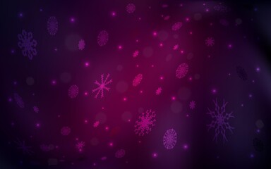 Dark Purple vector texture with colored snowflakes. Blurred decorative design in xmas style with snow. The pattern can be used for year new  websites.