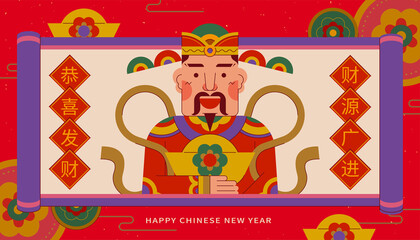 New year geometric style Caishen