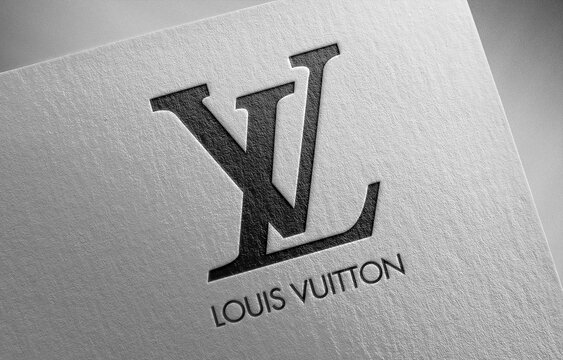 Download wallpapers Louis Vuitton logo, cut out 3d text, white