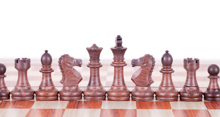 A row of chess pieces