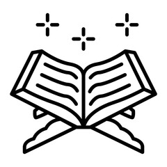 Quran with Wooden Rail Concept, Koran Religious Text Book Vector Icon Design, Arab culture and traditions Symbol on white background, Islamic and Muslim practices Sign,