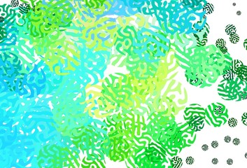 Fototapeta na wymiar Light Blue, Green vector pattern with random forms.