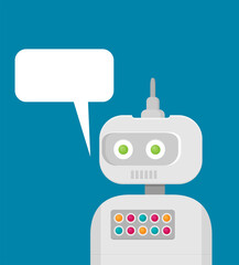 Robot. Customer support service chat bot. Flat vector illustration
