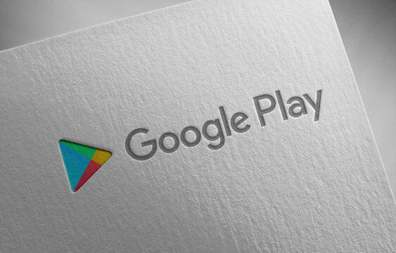 Google play icon paper texture logo 3d illustration