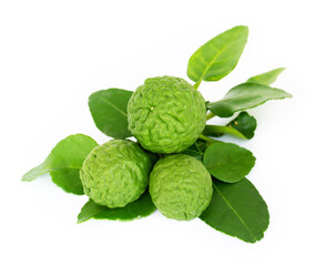 Bergamot fruit or kaffir lime on white background.