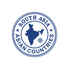 south asia map vector , india logo