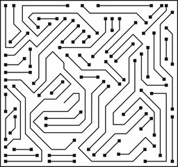 Printed circuit board pattern. Vector electrical background. Outline texture