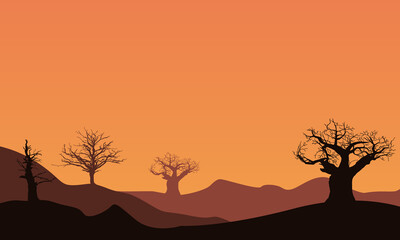 Beautiful scenery in flat land at sunset in the afternoon. City vector