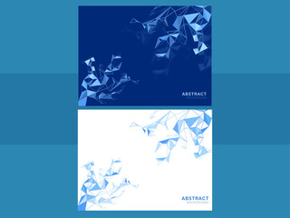 Abstract Polygonal Lines Background In Blue And White Color Option.