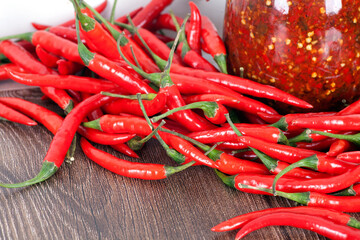 Bottled Chili Sauce and Fresh Red Chili