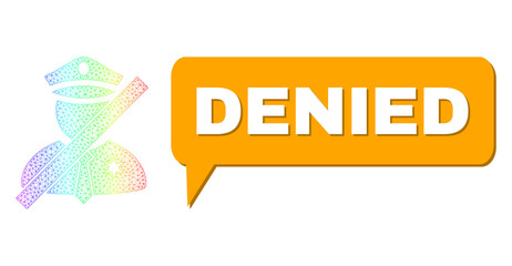 Denied and blacklisted police man vector. Spectrum colored net blacklisted police man, and chat Denied cloud frame. Chat colored Denied cloud has shadow.