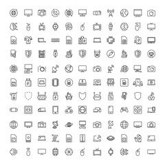 Electronics set line icons