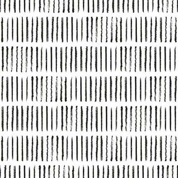 Vector black pencil stripes white seamless pattern