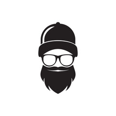 Bearded man icon logo design template
