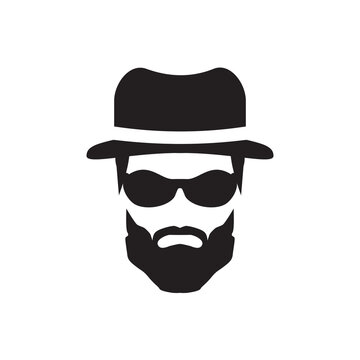 Bearded man icon logo design template