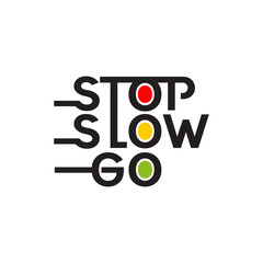 Stop Slow Go logo design incorporated with traffic light template