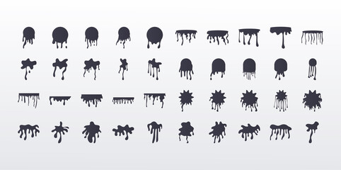 fourty forms drips inks blots monochrome flat style icons