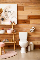 Fototapeta na wymiar Modern toilet bowl in interior of bathroom