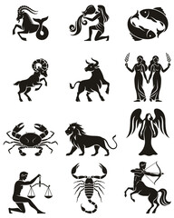 Zodiac sign icons. Vector illustrations.