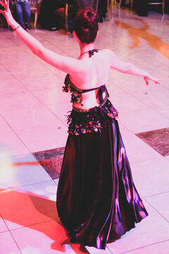 Attractive bellydancers oriental dancers on the stage