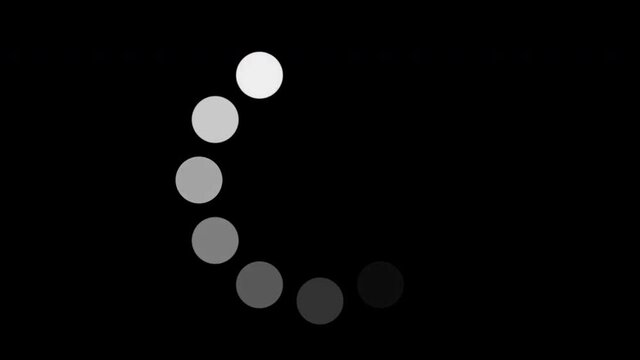 Loading circle icon animation on black background. 4K clip