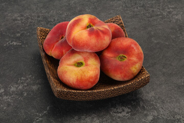 Sweet ripe tasty flat peach