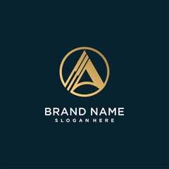 Golden letter logo for company or person with initial A, creative, editable, trend, gold, Premium Vector part 9