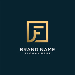 Golden letter logo for company or person with initial F, creative, editable, Premium Vector part 4